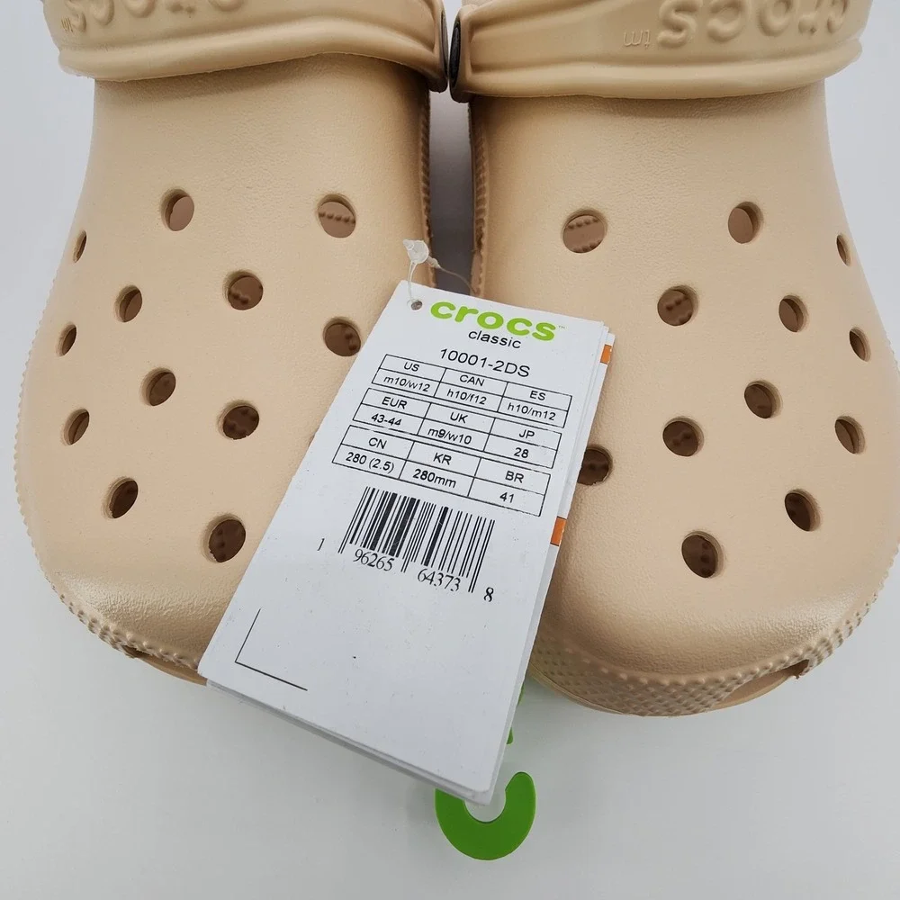 Crocs Classic Clogs Mens 10 Womens 12 Shitake Sprite Tan Beige NEW w/‎ Tag